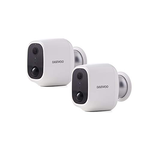 Daewoo Set met 2 autonome camera's: IN/Ext W501P2 Full HD, bewegingsdetectie, nachtzicht, audiosysteem, compatibel met Amazon Alexa wit