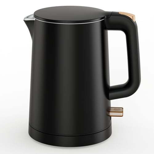 Tetera eléctrica pequeña 0.8L acero inoxidable negro miniatura 1