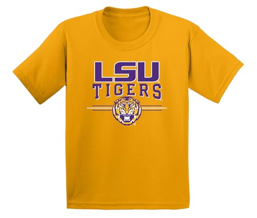 CornBorn LSU Youth Shirt - 3-Stripe LSU Tigers - Gold - Medium