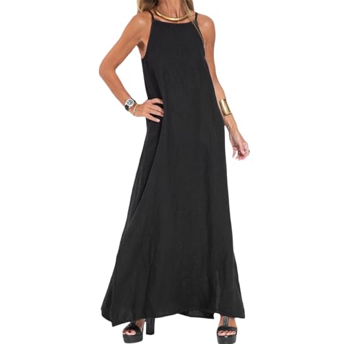Long Loose Dress for Women,Women Flowy Maxi Dress Solid Color - Lightweight Split Beach Vacation Outfit4