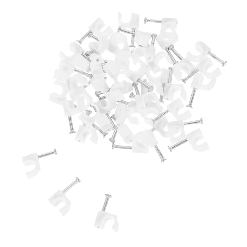 SEWACC 50pcs Single Coaxial Cable Clips Electrical Wire Cable Clip Screw Fastener Pe Plastic Nail Tips for Wire Management
