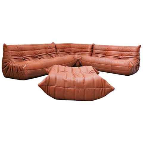 EWGFDEMN Attractive Sofa Combination + Cushion Leather Multi-Person Sofa Brown Leather Sofa, Used in The Indoor Living Room, to Entertain Guests Suitable for Living Room, Apartment, Lounge Cover