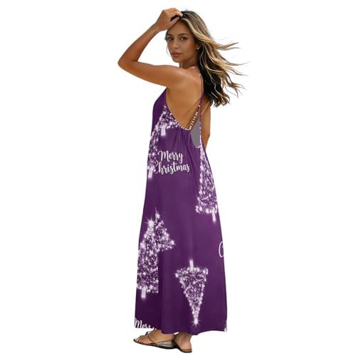 Robe longue violette dos nu idéale pour vos soirées d'été à la plage