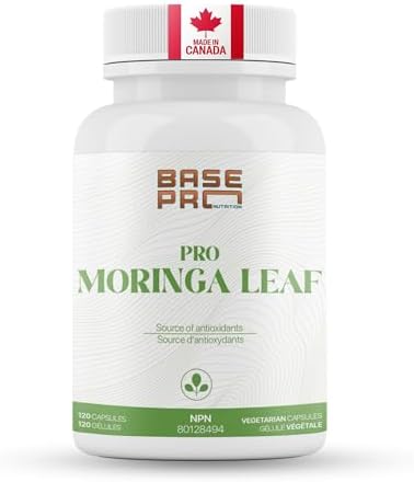 Moringa Capsules 1200mg - 120 Vegetarian CAPSULES | Pure Moringa Leaf Powder 1200mg per Serving | Base Pro Nutrition | Moringa Powder | Antioxidant Support | Herbal Supplement | Plant-Based Wellness Formula