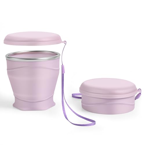 luvtree Tasse de voyage pliable en silicone avec couvercle anti-poussière - 260 ml - Sans BPA - Portable - Réutilisable pour camping, pique-nique, voyage,...