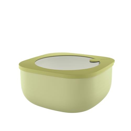 Guzzini - Kitchen Active Design, STORE&MORE BIO, Recipientes Herméticos Bajos para Nevera/Congelador/Microondas (L) - Verde Aguacate, 19,5 x 19,5 x h9,3 cm | 1900 cc - 170721253
