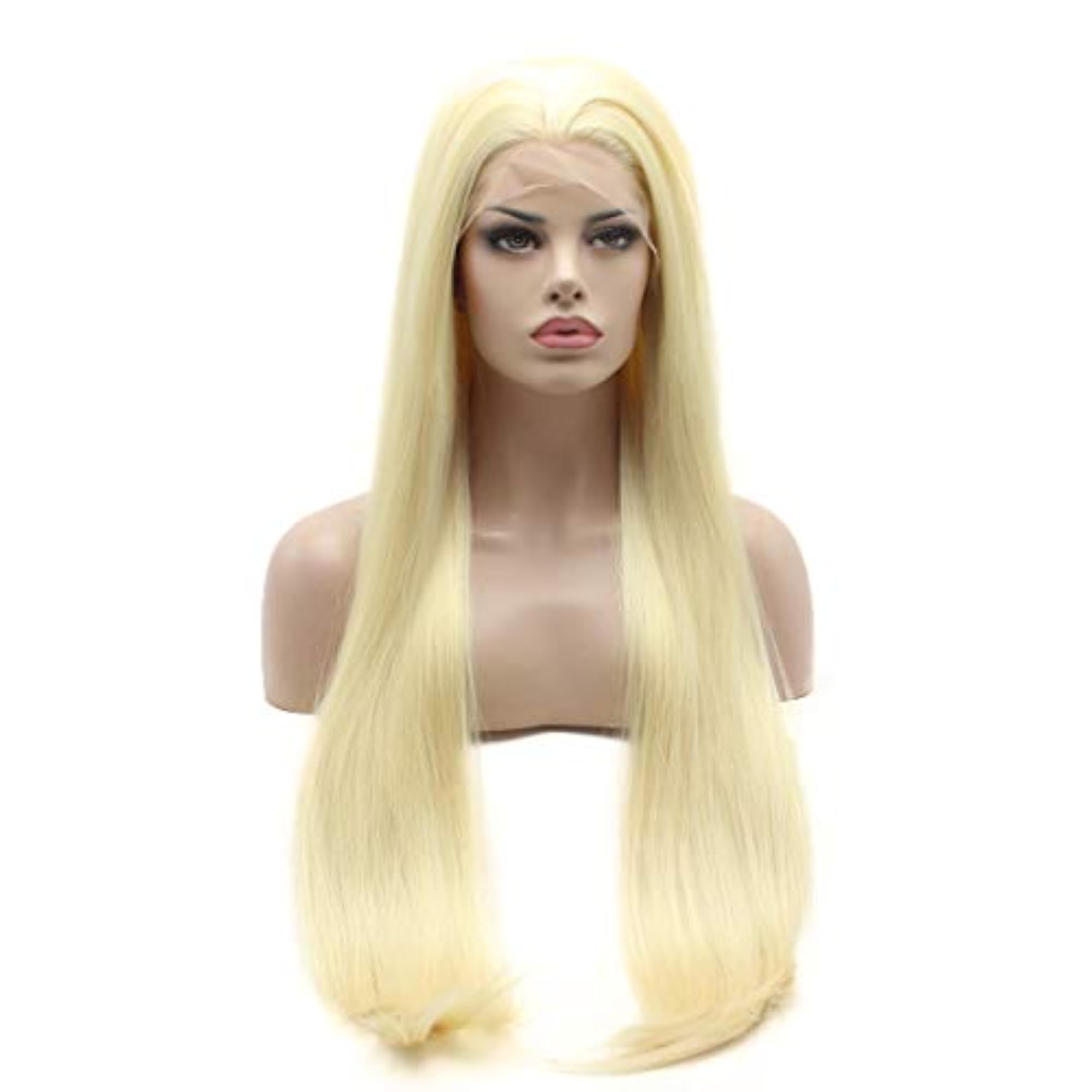 Lace Front Synthetic Wig Straight Extra Long Silky Light Blonde Wig