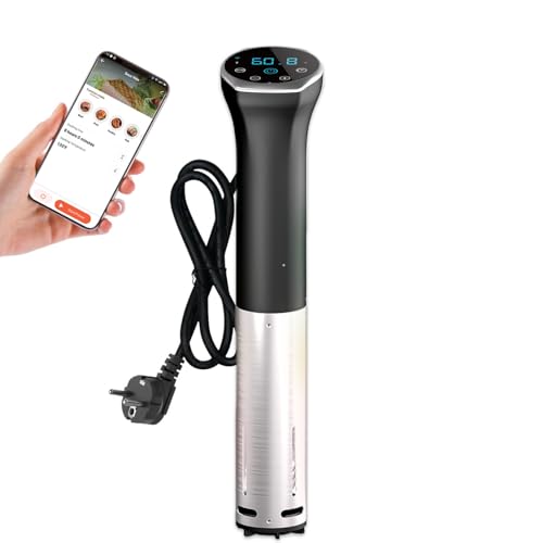 Sous Vide Stick, Cooksir sous vide cooker 1400Watt con WI-FI, 10-90°C, display a LED, funzionamento tramite app e touch, impermeabile IPX7, circolazione a 360° con timer, presa di corrente