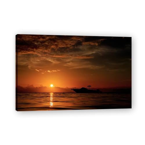 Vagues de plage et soleil couchant sur toile pour ambiance salon zen