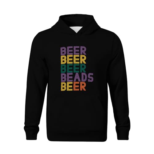 Kids Funny Retro Beer Beads Mardi Gras Party Carnival Men Women Boys Girls Lightweight Kangaroo Pocket Fleece Hoodies2