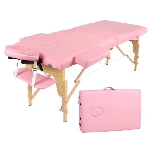 Eccellensedie Camilla de Masaje Plegable - 2-Zona Madera Camilla Estetica Portatil para Fisioterapia y Tatuaje (Rosa)
