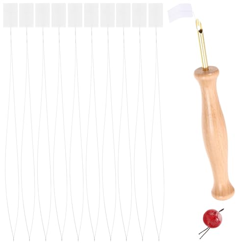 Mobestech Enhebrador Portátil para Agujas de Punto de Cruz de 20 CM Alambre de Acero 10 Piezas Blancas Herramienta Fácil para Abalorios y Manualidades Hilo