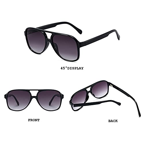 BUTABY Vintage Aviator Sunglasses for Women Men Retro 70s Glasses Classic Large Squared Frame UV400 Protection3