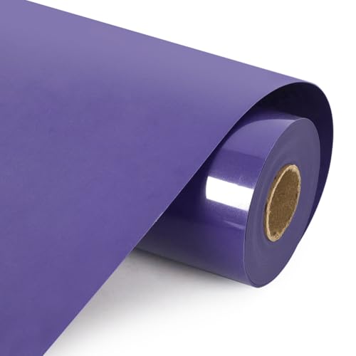 Image of HTVVETUR HTV Vinyl Rolls Heat Transfer Vinyl - 12 inch x 9ft Purple HTV Vinyl for Shirts, Iron on Vinyl for Cameo - Easy to Cut & Weed for Heat Vinyl Design (12 K16 Purple-9ft)