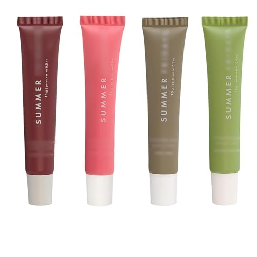 4Pcs Summer Lip Butter Balm Natural Colored Moisturizing Gloss Oil Lipstick Contains Shea Butter Essential Lip Oil for Relieving Dry Lips Moisturizing Lip Care for Men Women