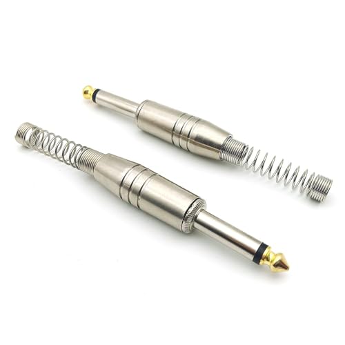 Image of 6.35mm DIY Mono Plug Adapter (6 Pieces) 6.35 mm Mono Connector Adaptor with Spring for Protecting Cable