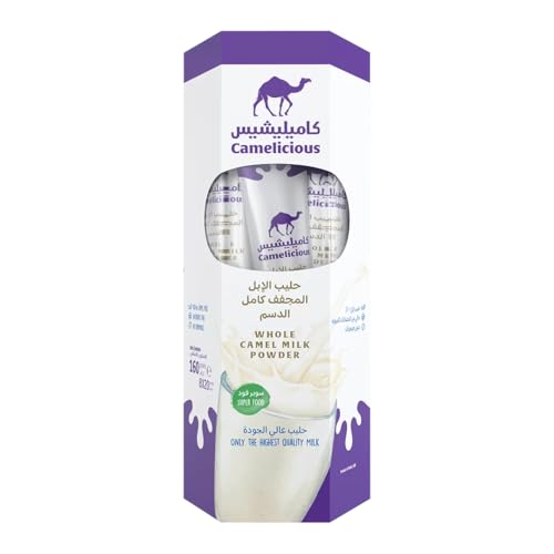 Camelicious Camel Milk Full Cream Powder 20gm x 8 Sachets |100% Pure - No Hormones & Antibiotic-Free |Easily Digestible |Rich in Protein, Calcium, Vitamins B & C