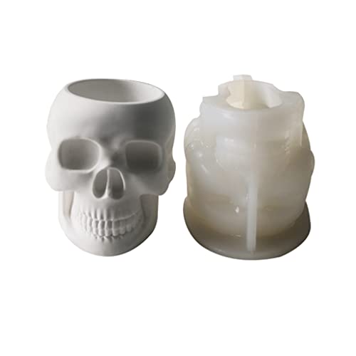 appuivbt Epoxy Skull Flower Pot Resin Mold Silicone,Succulent Plants Planter Pot Cement Molds Plaster Concrete Mould, DIY Craft Clay Mold