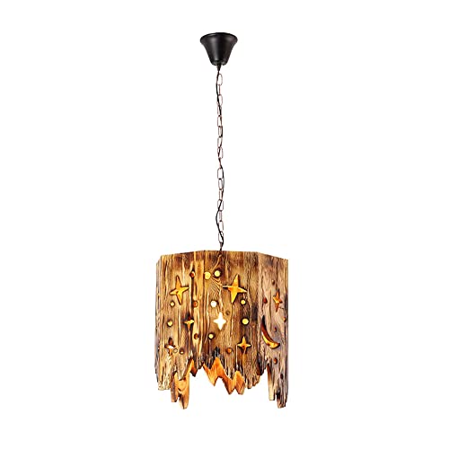 Luminaire pendant en bois vintage pour un salon de style industriel chic e27