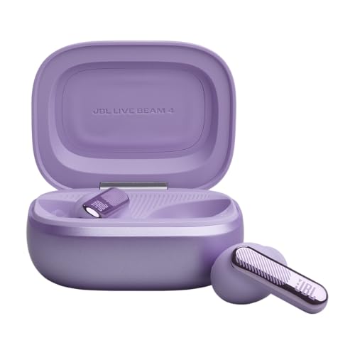 Image of JBL New Live Beam 4 TWS with Smart Charging Case, Hi-Res Audio, True Adaptive Noise Cancelling 2.0, 6-Mic Perfect Calls 2.0, Personi-Fi 3.0, BT 6.0, LE Audio,Auracast, Up to 48H Playtime, IP55, Purple