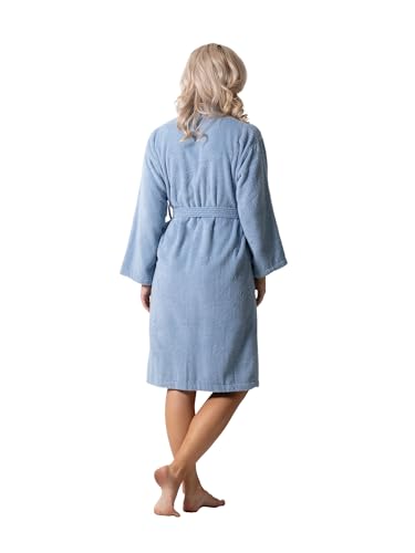 Image of Luxurious Turkish Terry Kimono Collar Super-Soft Terry Absorbent Bathrobes for Women