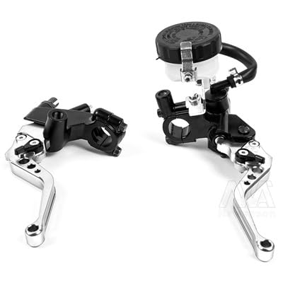 �o�C�N �u���[�L���o Universal 7/8" 22mm Motorcycle Clutch Brake Master Cylinder Reservoir Levers Kit Fluid Reservoir Set �o�C�N �N���b�`���o(Silve