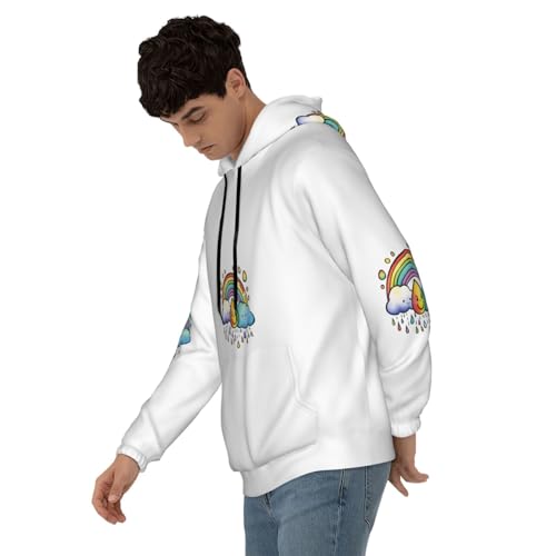 Sweat à capuche imprimé haut de gamme pull léger homme noir Rainbow Clouds 3XL - 2