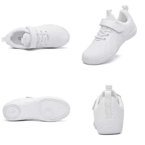 Tongzone Cheer Shoes Youth Girls Cheerleading White Dance Shoes Breathable Competition Walking Training Athletic Tennis Shoes2