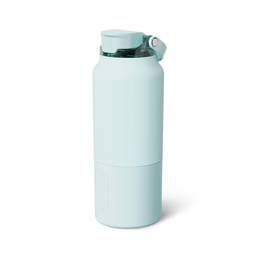 Image of BruMate Rise 35oz Water Bottle With 100% Leakproof Covered Silicone Straw | Insulated Stainless Steel Water Bottle With Removable Straw | Fast Flow | Soft Sip Silicone Spout | BPA-Free (Blue Agave)