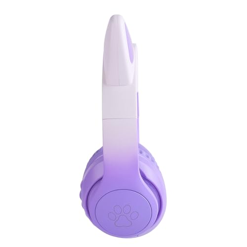 Image of Kids Wireless Headphones LED Light up Cat Bluetooth Headphones, Color Changing Cat Ear Wireless Headsets with Microphone for Kids /Girls /School /Christmas (Purple Pro)