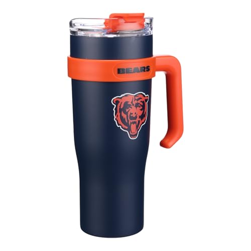Image of The Memory Company Officially Licensed 46oz Team Color Slim Tumbler with Straw and Handle, Chicago Bears