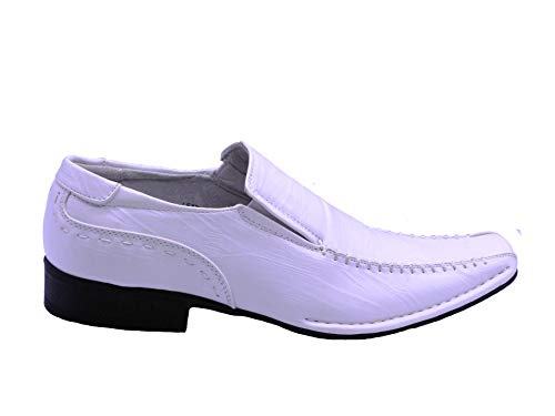 Blancho Men Classical Style Slip-On Loafer White2