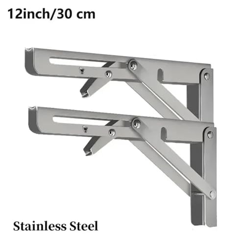 Supports d'étagère rabattables en acier inoxydable 12" pour table murale - 2