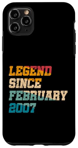 Carcasa para iPhone 11 Pro Max 18 años leyenda desde febrero de 2007 divertido cumpleaños número 18