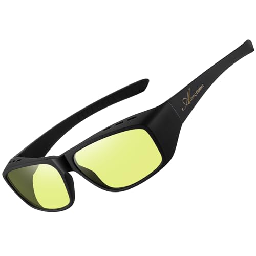 Night Driving Vision Glasses Fit Over Glasses,Restore True Colors,Large Frame Wraparound Unisex
