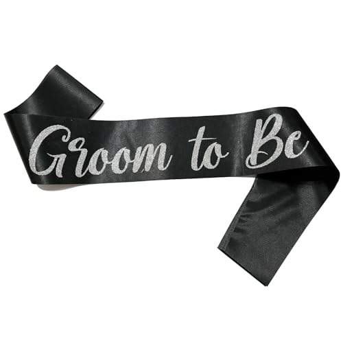 NAUXIUDSJS Groom to Be Sash Black Bride Sash Bachelorette Party Groom Sash Bachelor Decorations Just Married Gift Engaged Decor Accessories Black Silver