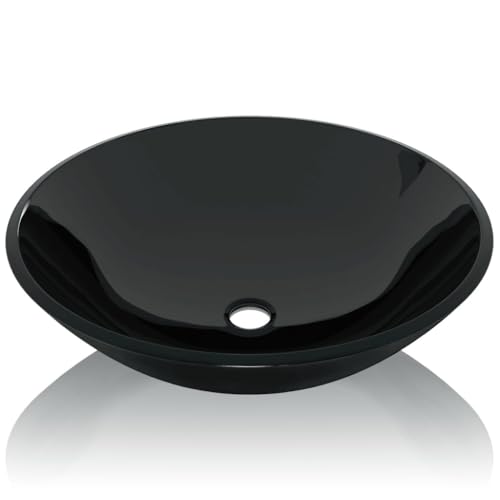 Generico Lavandino in Vetro Temperato 42 cm Nero,Articoli di ferramenta,Prodotti Idraulici,Articoli Idraulici,Lavandini,Lavandini Bagno,Nero,6.9 kg,142231