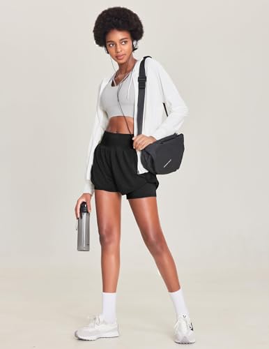 PINSPARK Women's Running Shorts 2 in 1 Gym Workout Pants Quick Dry Athletic Yoga Shorts Summer Short Leggings with Pockets - Image 5