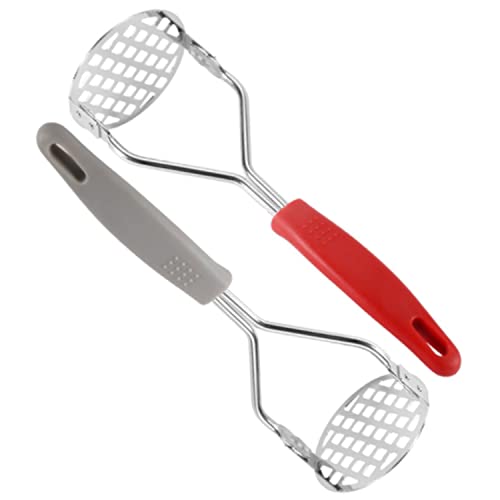 Image of YANCI Potato Masher, Stainless Steel Ricer Kitchen Gadget with Non-Slip Handle, Masher Utensil for Mashed Pav Bhaji, Vegetables, Fruits & Baby Food, Random Color, Pack of 2