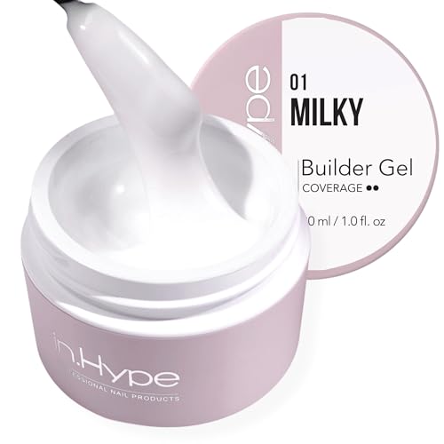 IN.HYPE Hard Builder Gel for Nail Extension/Strengthening (milky white #1) Color Sculpting Gel UV/LED Cured
