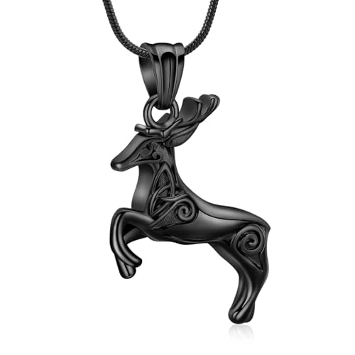 zeqingjw Cremation Jewelry for Women Men Deer Urn Necklace for Ashes Memorial Urn Necklace Pendant Loved Ones Human Pet Ash Holder Keepsake Gift