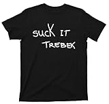 Suck It Trebek T Shirt 80s 90s Funny TV Skit Comedy Tee (US, Alpha, Small, Regular, Regular, Black)