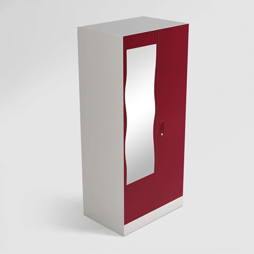 Image of Interio by Godrej Slimline 2 Door M4 Steel Almirah with Locker in Textured Carmine Red