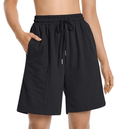 Womens Long Sweat Shorts Casual Summer Bermuda Loose Lounge Workout Athletic Shorts with Pockets