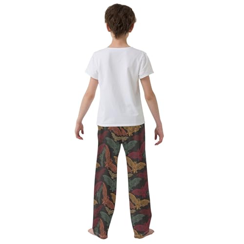ZZXXB Ethnic Bat Boys Long Pants Soft Trousers Elastic Waist Kids Lounge Bottoms with Pockets S-XL3