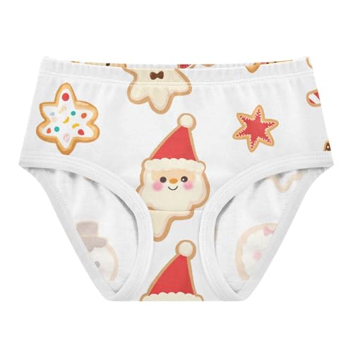 Bragas de algodón para niñas, ropa interior cómoda para niños, galletas de Navidad, Con color, 2-3 años