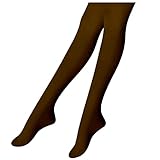 [box408] レディース 80デニール マチ付き カラータイツ 無地 プチプライス プレーン (M-L, ブラウン)