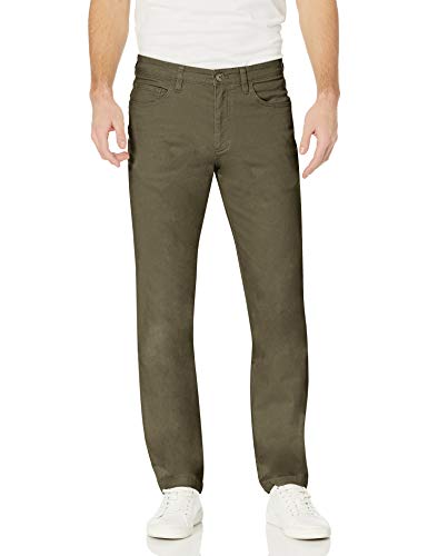Amazon Essentials Pantalón Chino Elástico Cómodo con 5 Bolsillos y Ajuste Entallado (Previamente Goodthreads) Hombre, Verde Oliva, 34W / 34L