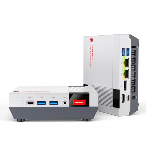 ACEMAGIC Retro X5 Mini Gaming PC AMD Ryzen AI 9 HX 370 32GB DDR5 1TB NVMe SSD Mini Computers with AMD Radeon 890M GPU AI NPU/PCIe4.0/USB4 Type-C/BT5.4/WiFi7/4K Quad Display for Office Home 65W