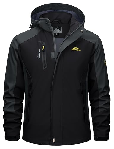 TACVASEN Mens Rain Coats Casual Waterproof with Hood Jackets Lightweight Zipper Pocket for Running Hiking Climbing